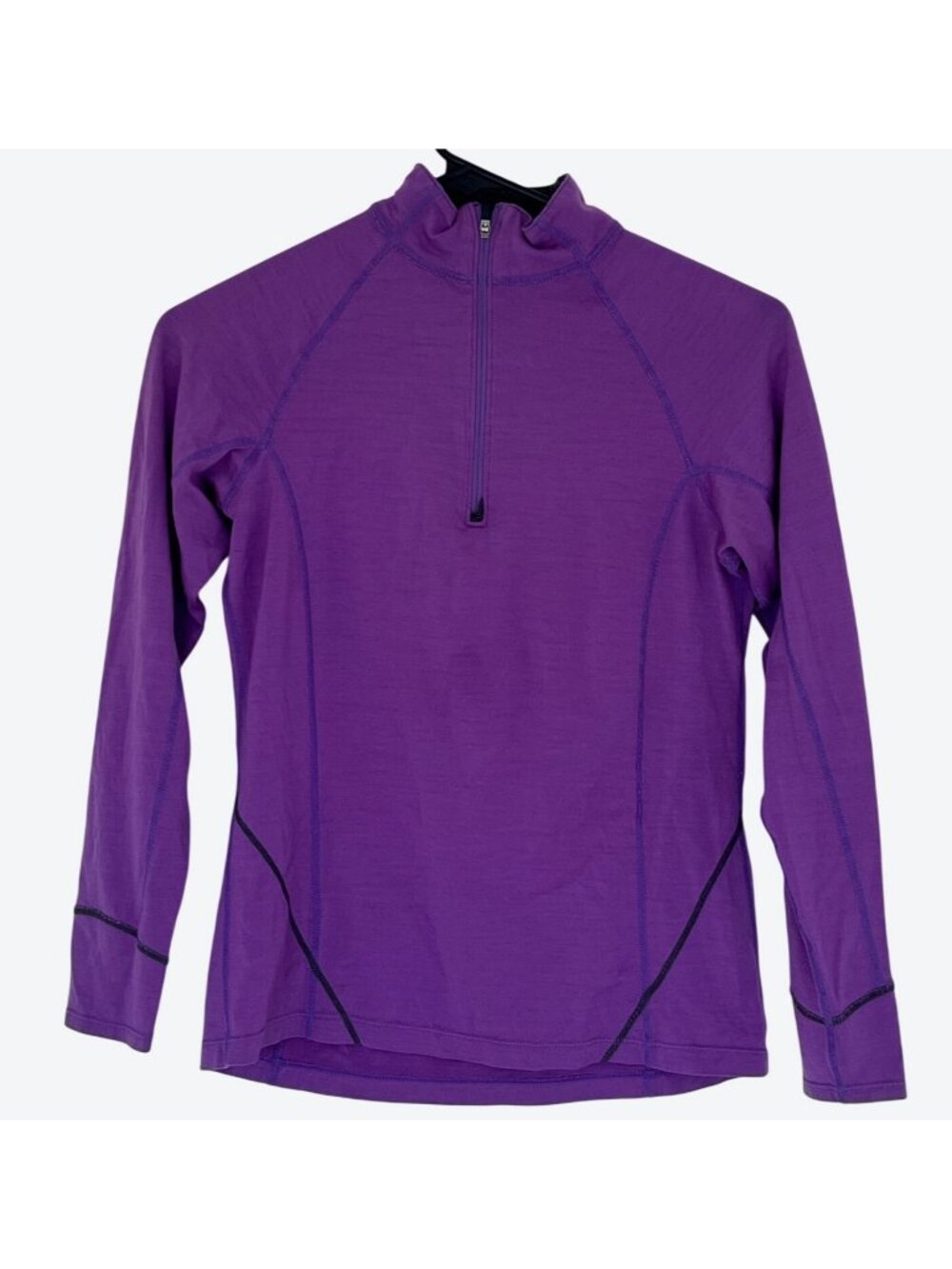 Ibex Women's XS Purple Gray Long Sleeve 1/4 Zip Merino Wool Baselayer Top